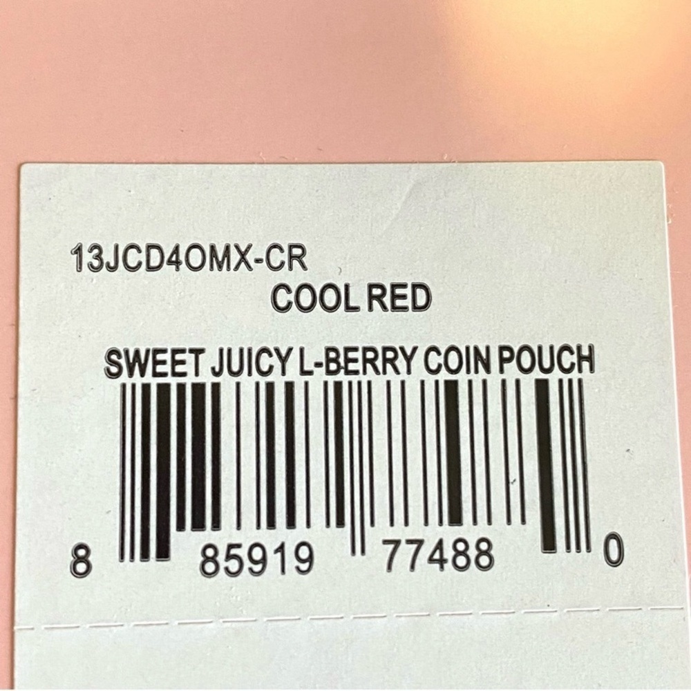 JUICY COUTURE Sweet Juicy Berry Coin Purse with Heart Logo Zipper Charm - NEW - Picture 7 of 8
